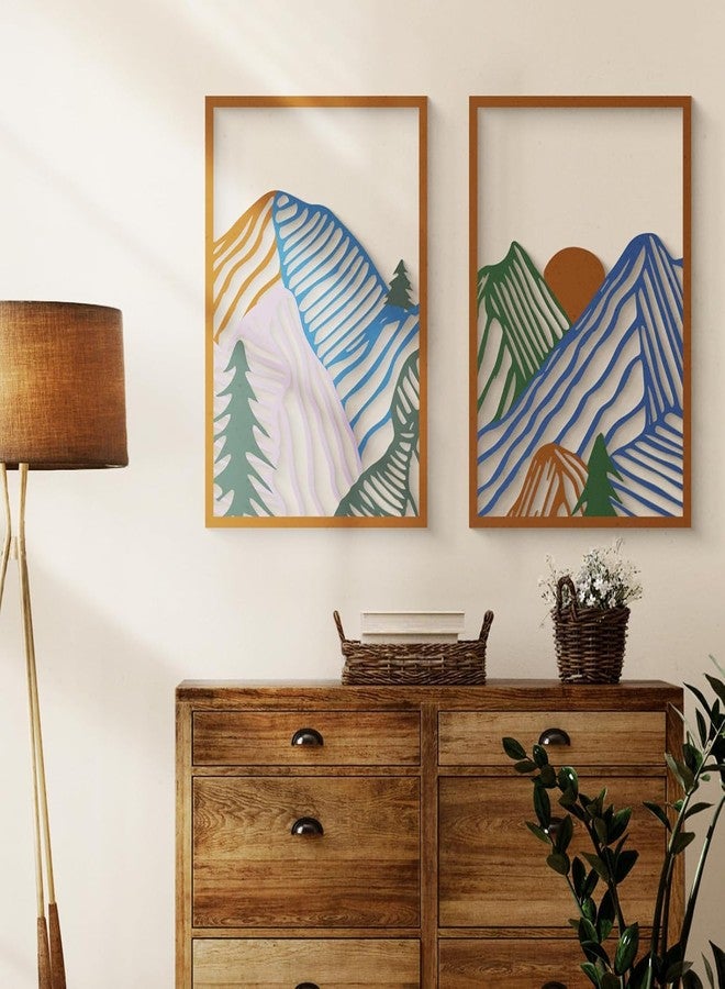 MustHome Wall Plates, 4 Pcs Colorful Abstract Mountain Wall Art, Nature wall decor items for living room, Wood Hanging Decorations for Living Room, Bedroom, Office - Image 4
